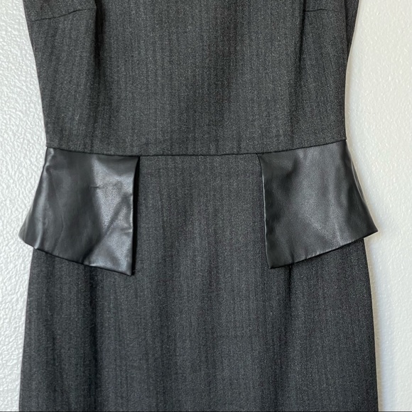 Zara Basic Sleeveless Faux Leather Peplum Herringbone Gray Career Dress Size XS - Picture 4 of 11